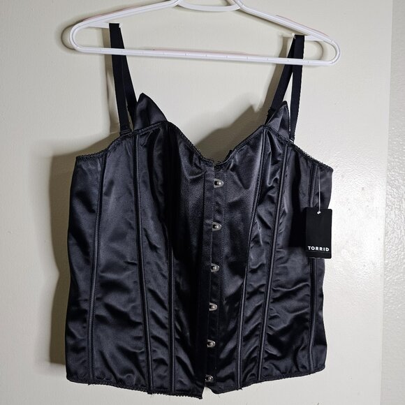 TORRID Black Satin Cat Hook Front Bustier Size 2x - Picture 3 of 7